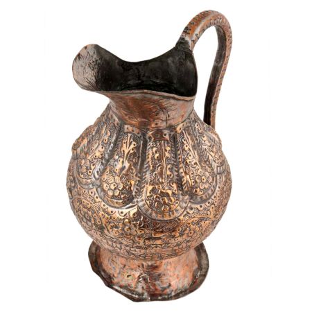Hand Crafted Copper Jug Engraved Floral Design