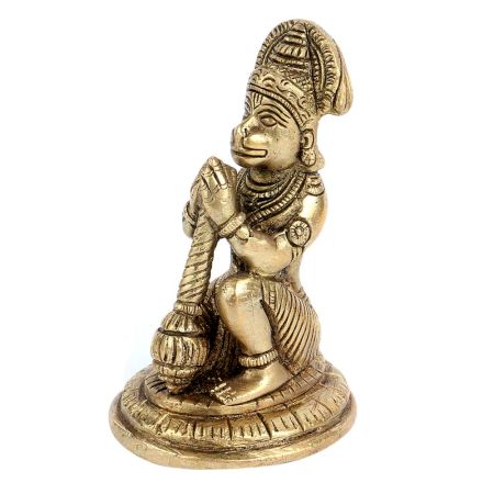 Brass Sitting Hanuman Worship Statue