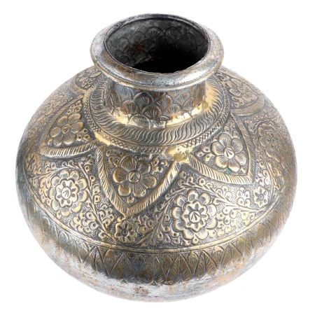 Repousse Floral Copper Water Pot Vintage Collection