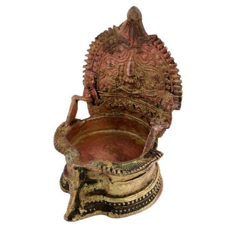 Hand crafted Brass Gajllaxmi Lamp With Beautiful Engravings
