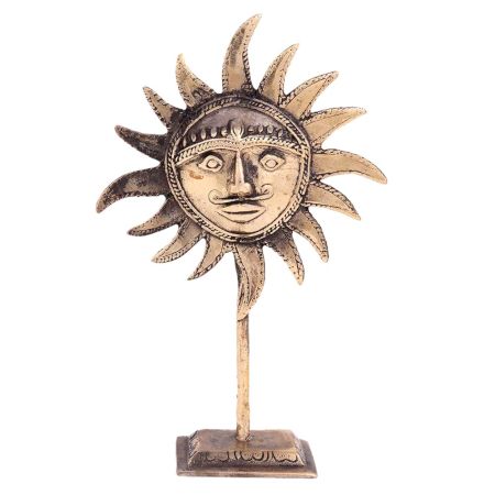 Brass Sun God Face On Stand