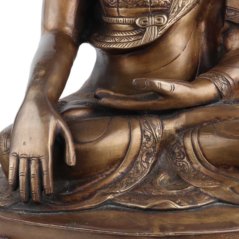 Handmade Brass Buddha Statue Meditating On Lotus Base