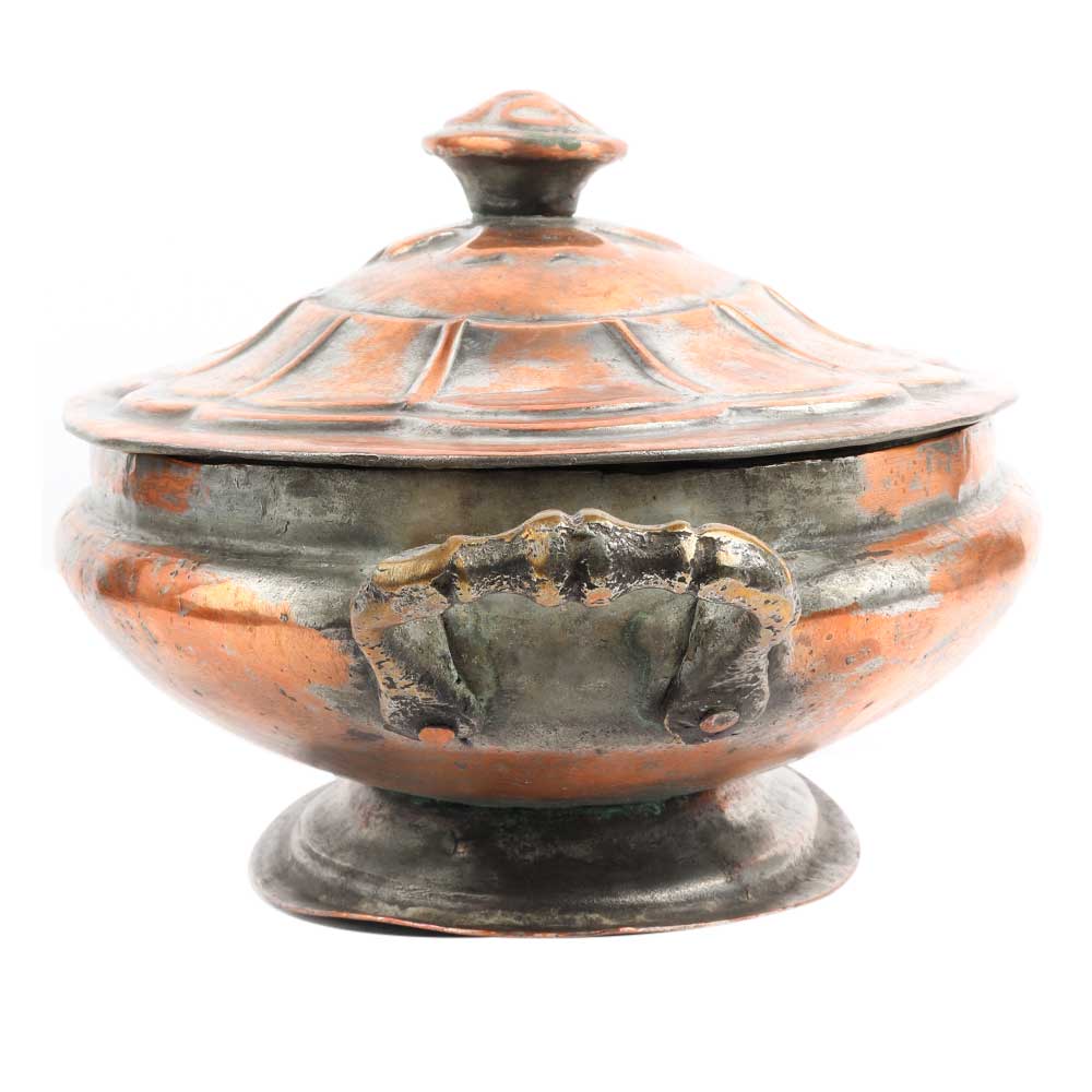 Oval Repousse Copper Rice Serving Bowl