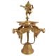 Brass Diya Dancing Ganesha On Three Peacock Stand