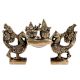 Brass Oil Lamp With  Laxmi Ganesha And Twin Peacocks Statue Festive Diya