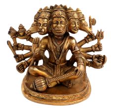 Brass Panch Mukhi Hanuman Statue Hindu Worship Statue