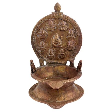 Brass Oil Lamp Diya Ashtavinayak And Laxmi form