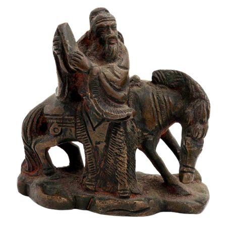 Brass Chinese Old Man Statue On A Horse