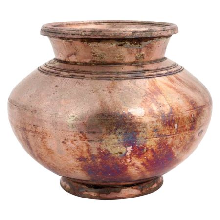 Brass Water Pot Carved Circular Lines Design
