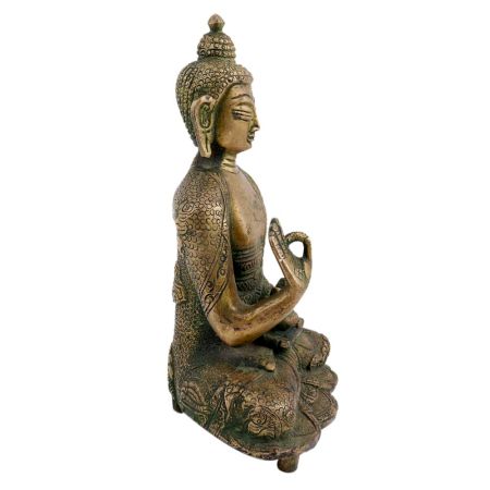 Brass Buddha Statue Blessing Sitting on Chowki