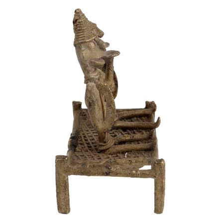 Two Tribal Men Figurines Sitting On Charpai