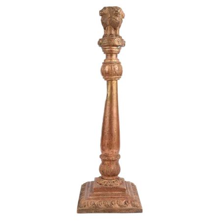 Brass Stupa with Lion Emblem On Top