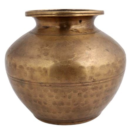 Hand Beaten Brass Water Storage Pot For Worship