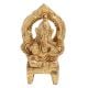 Brass Ganesha Idol Blessing Sitting On Chowki