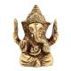 Brass Ganesha Statue Sitting On Chowki Chaturbhurj Pose