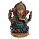 Colorful Brass Ganesha Statute For Worship And Decoration