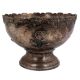 Vintage Embossed Rose  Brass Pedestal Bowl