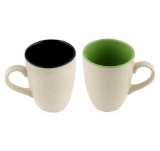 Decorative Handcraft Ceramic Black & Green Coffee Mug In Set Of 2