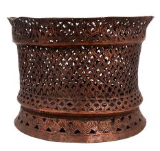Hand Carved Copper Jali Work Tea light Holder For Religious Purpose