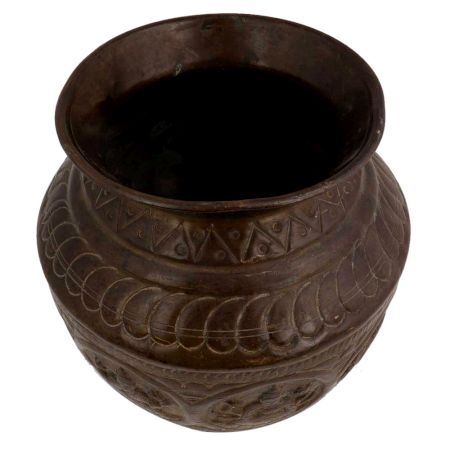 Brass Holy Water Pot Carved With God And Goddess And Traditional Design