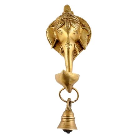 Brass Ganesha Wall Hanging Diya Hanging Bell