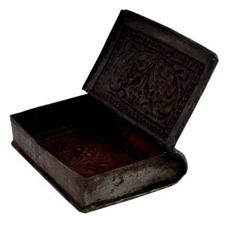 Ornate White Metal Old Trinket Pill Box