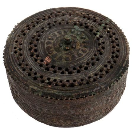 Round Brass Jali Design Jewelry Box