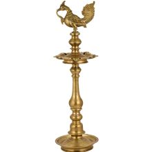 Peacock Design Brass Oil Lamp Deepam Deepak Diya