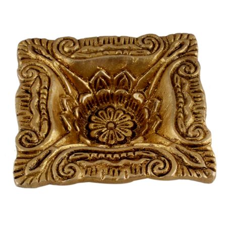 Brass Carved Square Shaped Oil Lamp Festival Decoration Diya