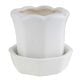 White Ceramic Scallop Planter With Tray