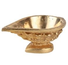 Brass Kuber Diya Leaves Engraved Worship Lamp