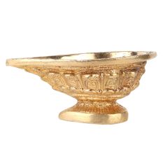 Brass Kuber Diya Leaves Engraved Worship Lamp