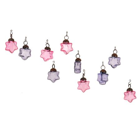 Slate Blue Purple Combo Glass Tiny Christmas Hanging Set of 25