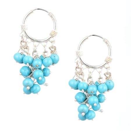 Sterling Silver Dangle Earrings With white Moon Stone Beads