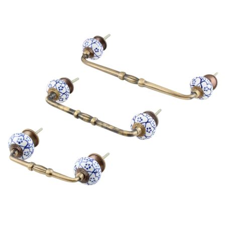 Blue Floral Ceramic Bridge Handles