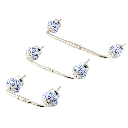 Blue Floral Ceramic Bridge Handles