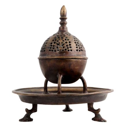 Brass Jali design Dome Incense Holder With Base Plate