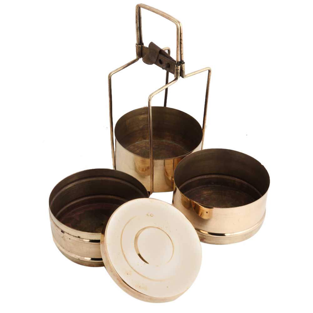 Brass Three Tier Indian Lunch Box