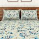 Spaces 104 TC Cotton Double Bed Sheet with 2 Pillow Covers In Blue