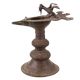 Brass Oil Lamp Diya Stand With Twin Peacock Figurines