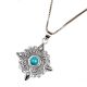 Round Starry Blue Stone 92.5 Sterling Silver Pendant Jewelry