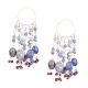 Blue Sterling Silver Beaded Bali Hoop Chandelier Earrings