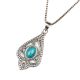 Engraved Leaf Turquoise 92.5 Sterling Silver Pendant