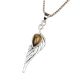 Tiger Eye Teardrop Feather Embedded 92.5 Sterling Silver Jewelry