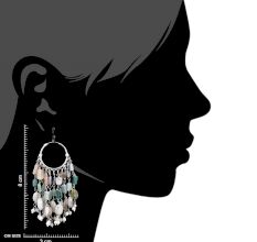 Sterling Silver Earrings Beaded Bali Hoop Chandelier Hangings