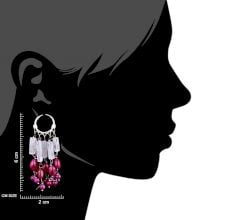 Stylish Pink Beads Trendy Sterling Silver Chandelier Earring