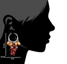 Orange Brown Bead Nugget Cluster Sterling Silver Drop Earrings