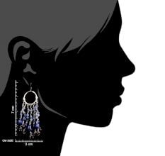 Blue Stone Bead Danglers in Sterling Silver Hoop Earrings