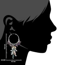 Sterling Silver Hoop Earrings With Colorful Stone Tassels