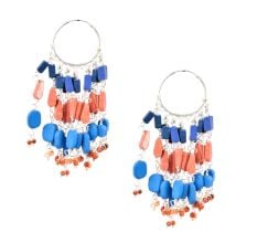 Multicolored Stone Gypsy 92.5 Sterling Silver Hoop Earring